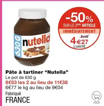 Monoprix Nutella Pâte à tartiner offre