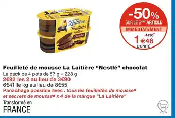 Monoprix Nestlé Feuilleté de mousse La Laitière chocolat offre