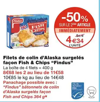 Monoprix Findus Filets de colin d’Alaska surgelés façon Fish & Chips offre
