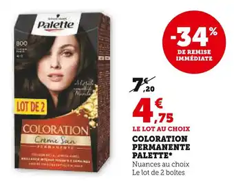 Hyper U PALETTE COLORATION PERMANENTE offre