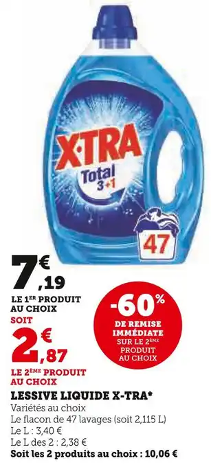 Super U X-TRA LESSIVE LIQUIDE offre