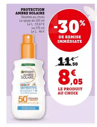 Hyper U GARNIER PROTECTION AMBRE SOLAIRE offre