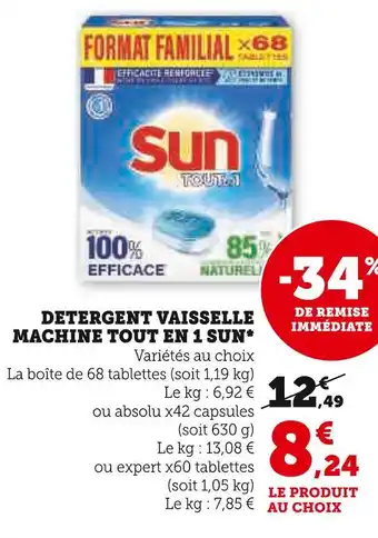 Super U SUN DETERGENT VAISSELLE MACHINE TOUT EN 1 offre