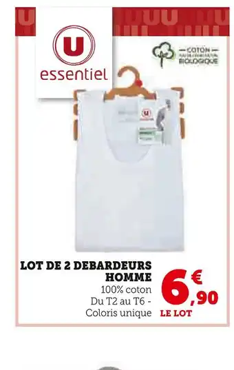 Hyper U U essentiel LOT DE 2 DEBARDEURS HOMME offre