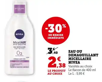 Hyper U NIVEA EAU OU DEMAQUILLANT MICELLAIRE offre