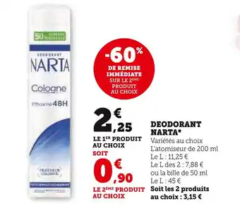 Super U NARTA DEODORANT offre