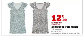 Hyper U CHEMISE DE NUIT FEMME offre