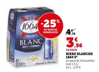 Hyper U 1664 BIERE BLANCHE 5° offre