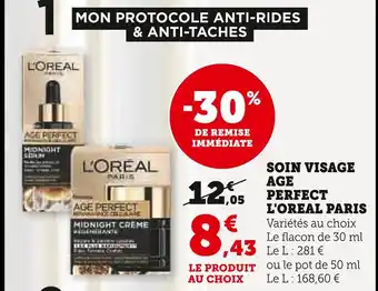 Hyper U L'OREAL PARIS SOIN VISAGE AGE PERFECT offre