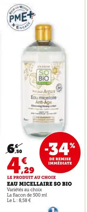 Hyper U SO BIO EAU MICELLAIRE offre