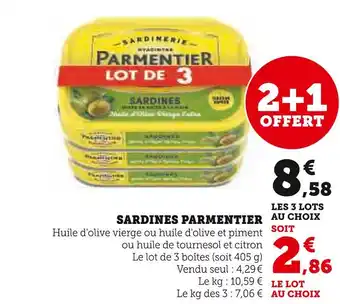 Hyper U PARMENTIER SARDINES offre