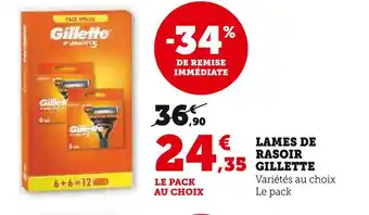 Hyper U GILLETTE LAMES DE RASOIR offre