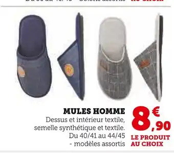 Hyper U U COllection MULES HOMME offre