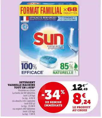 Hyper U SUN DETERGENT VAISSELLE MACHINE TOUT EN 1 offre