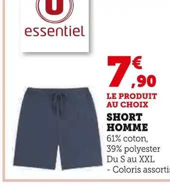 Hyper U U essentiel SHORT HOMME offre