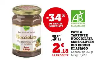 Hyper U RIGONI DI ASIAGO PATE A TARTINER NOCCIOLATA SANS GLUTEN BIO offre