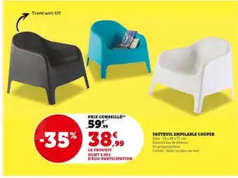 Hyper U FAUTEUIL EMPILABLE COOPER offre