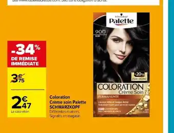 Carrefour Coloration Crème soin Palette SCHWARZKOPF offre