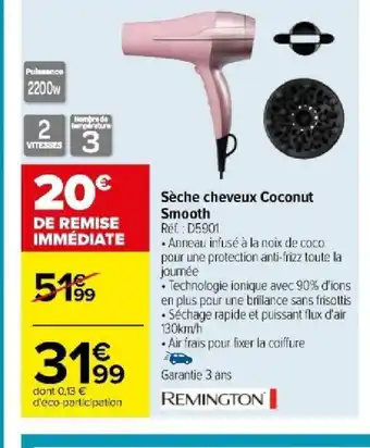 Carrefour Sèche cheveux Coconut Smooth offre