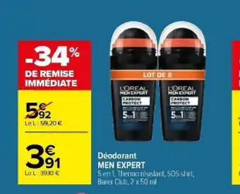 Carrefour Déodorant MEN EXPERT offre