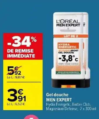 Carrefour Gel douche MEN EXPERT offre