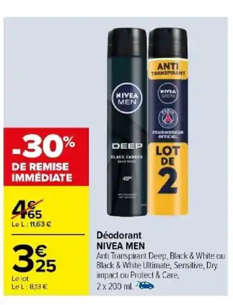 Carrefour Déodorant NIVEA MEN offre