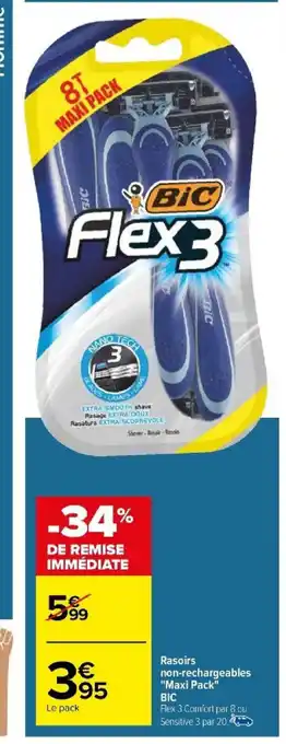 Carrefour Rasoirs non-rechargeables "Maxi Pack" BIC offre