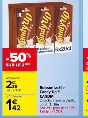 Carrefour Market Boisson lactée Candy' Up CANDIA offre