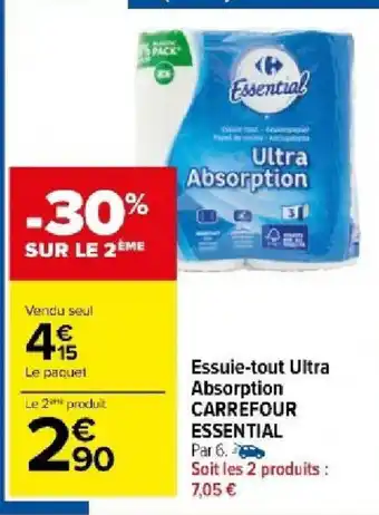 Carrefour Market Essuie-tout Ultra Absorption CARREFOUR ESSENTIAL offre