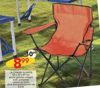 Stokomani LA CHAISE PLIANTE 83 x 50 x 81 cm porte gobelet intégré acier, polyester coloris au choix dont éco-participation de offre