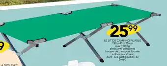 Stokomani LE LIT DE CAMPING PLIABLE 190 x 41 x 75 cm max 120 Kg offre