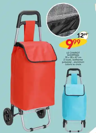 Stokomani LE CHARIOT SHOPPING 35 x 28 x 87 cm 2 roues, isotherme polyester, aluminium coloris au choix offre