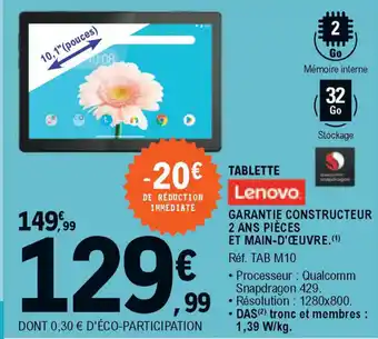 E.Leclerc Tablette Lenovo offre
