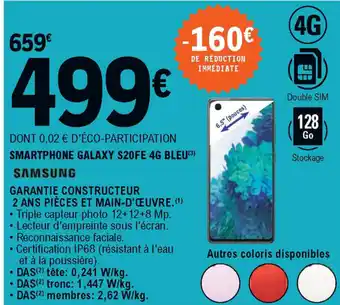 E.Leclerc Smartphone Galaxy S20FE 4G Bleu offre