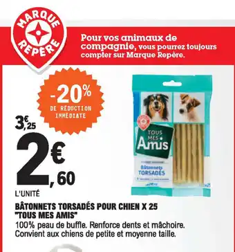 E.Leclerc Bâtonnets Torsadés Pour Chien X25 offre