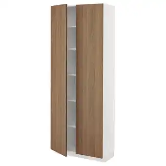 IKEA Metod Armoire avec tablettes, blanc/tistorp effet noyer foncé, 80x37x200 cm offre