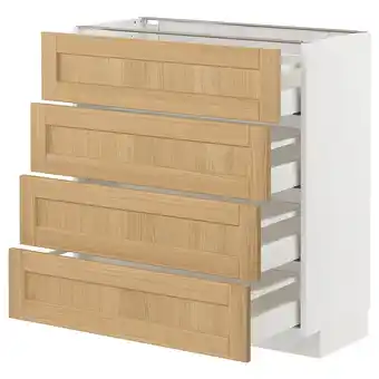 IKEA Metod / maximera Élément bas 4 faces/4 tiroirs, blanc/forsbacka chêne, 80x37 cm offre