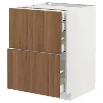 IKEA Metod / maximera Élt bas 2faces/2tir bas+1moy+1haut, blanc/tistorp effet noyer foncé, 60x60 cm offre