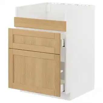 IKEA Metod / maximera Rangement bas évier havsen/3fa/2tir, blanc/forsbacka chêne, 60x60 cm offre