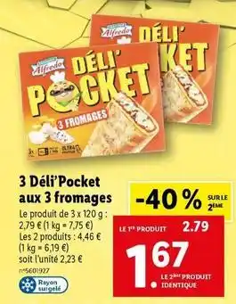 Lidl 3 déli'pocket aux 3 fromages offre