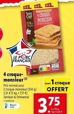 Lidl 4 croque- monsieur offre