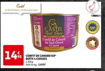 Auchan CASTEL CONFIT DE CANARD IGP BOÎTE 4 CUISSES offre