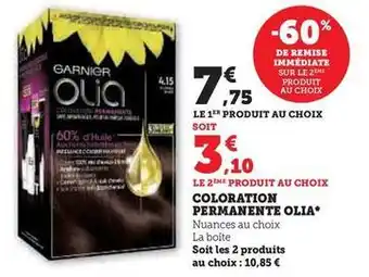 Hyper U Garnier - coloration permanente olia offre