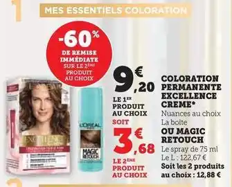 Hyper U L'oréal - coloration permanente excellence creme offre