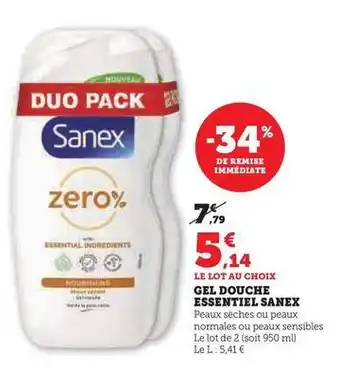 Hyper U Sanex - gel douche essentiel offre