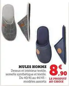 Hyper U Mules homme offre