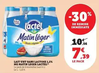 Hyper U Lactel - lait uht sans lactose 1,2% mg matin leger offre
