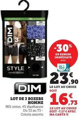 Hyper U Dim - lot de 3 boxers homme offre