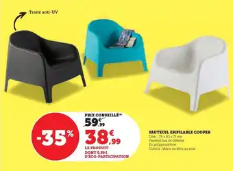 Hyper U Fauteuil empilable cooper offre