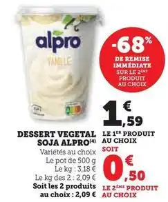 Hyper U Alpro - dessert vegetal soja offre